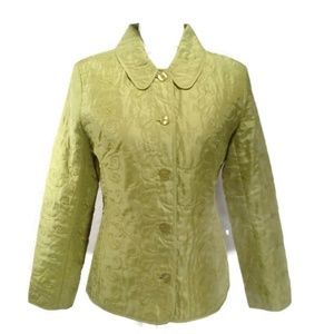 J. Jill Jacket Green Sage Embroidered Silk Size XS